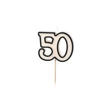 Świeczka urodzinowa liczba 50, 5,5cm, biało-czarny