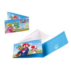Zaproszenia z kopertami Super Mario 8 szt.