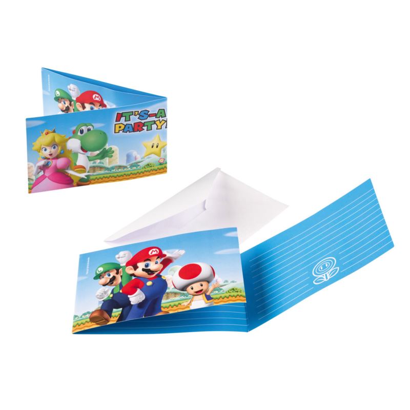 Zaproszenia z kopertami Super Mario 8 szt. Zaproszenia z kopertami Super Mario 8 szt.