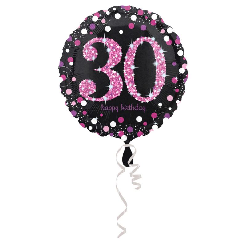 Balon foliowy "30" Uroczysto - różowy 43 cm