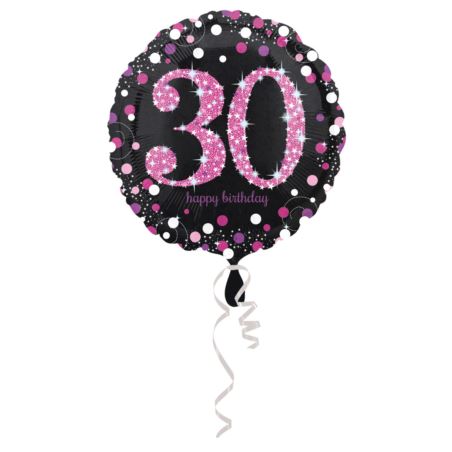 Balon foliowy "30" Uroczysto - różowy 43 cm