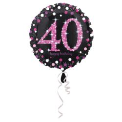 Balon foliowy "40" Uroczysto - różowy 43 cm