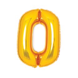 Balon foliowy cyfra 0 złota, 47x66cm