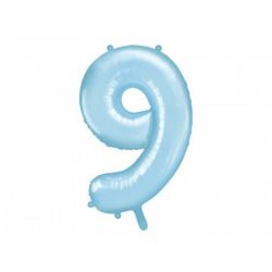 Balon foliowy Cyfra "9", 86cm, jasny niebieski
