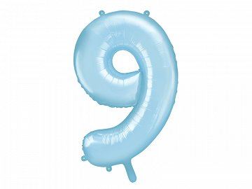 Balon foliowy Cyfra "9", 86cm, jasny niebieski