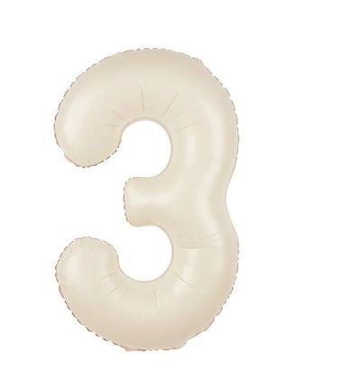 Balon foliowy cyfra 3 kremowy 86cm