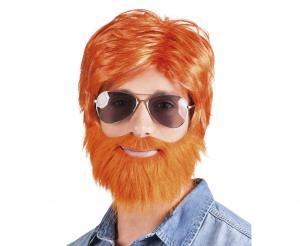 Peruka męska Dude, ruda z brodą