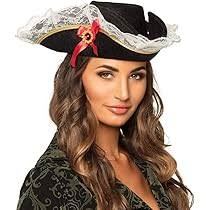 Kapelusz piratki z koronką i kokardkami