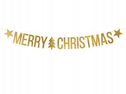 Baner Merry Christmas, złoty, 10,5x150cm