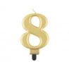 Świeczka B&C cyferka 8, metalik złota, 8,0 cm