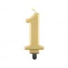 Świeczka B&C cyferka 1, metalik złota, 8,0 cm
