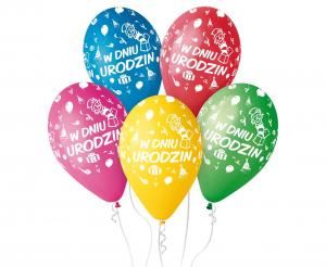 Balony Premium Hel W Dniu Urodzin, 13 cali/ 5 szt.