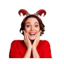 Opaska "Czapeczki Mikołaja z dzwoneczkami"