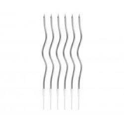 Świeczki B&C Świderki, metaliczne srebrne, 6 sztuk