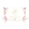 Pudełko mini drewno Chrzest z różowymi kwiatami