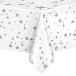 Obrus w srebrne gwiazdki 137x274cm