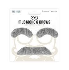 Sztuczne brwi i wąsy siwe - zestaw