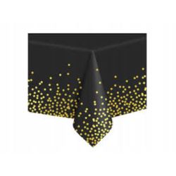 Obrus czarny w złote konfetti 137x274cm
