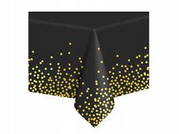 Obrus czarny w złote konfetti 137x274cm
