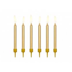Świeczki urodzinowe gładkie, złoty, 6cm