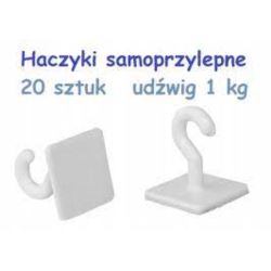 Haczyki samoprzylepne, plastik, udźwig 1 kg
