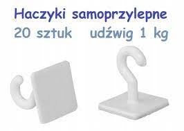Haczyki samoprzylepne, plastik, udźwig 1 kg