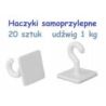 Haczyki samoprzylepne, plastik, udźwig 1 kg