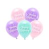 Balony Eco 26 cm, Happy Birthday, różowy