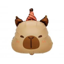 Balon foliowy Kapibara urodzinowa (głowa), 48x38cm