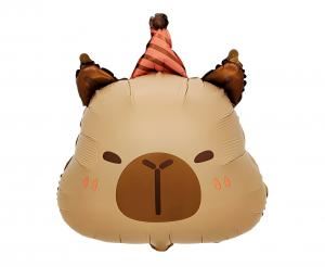 Balon foliowy Kapibara urodzinowa (głowa), 48x38cm