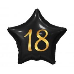 Balon foliowy B&C 18, gwiazda czarna, nadruk złoty