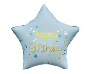 Balon foliowy Happy Birthday, gwiazda matowa j. ni