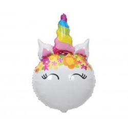 Balon foliowy Jednorożec z kwiatami, 64x41cm