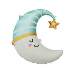 Balon foliowy Księżyc (niebieska czapeczka), 56x68