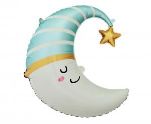 Balon foliowy Księżyc (niebieska czapeczka), 56x68