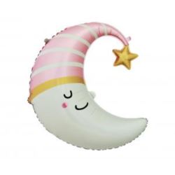 Balon foliowy Księżyc (różowa czapeczka), 56x68