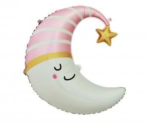 Balon foliowy Księżyc (różowa czapeczka), 56x68