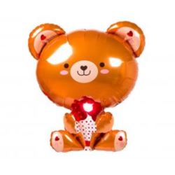 Balon foliowy Miś z różą, 51x48cm