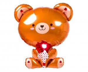 Balon foliowy Miś z różą, 51x48cm