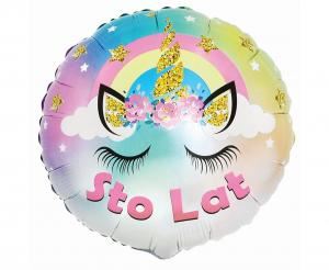 Balon foliowy Pastelowy Jednorożec - Sto Lat, 18