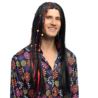 Peruka męska Flower Power, hipis, długie czarne