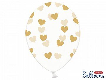 Balony 30cm, Serduszka, Crystal Clear, 6 szt.