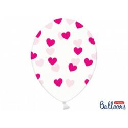 Balony 30 cm, Serduszka Crystal Clear, 6 szt.