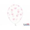 Balony 30 cm, Serduszka,Crystal,Clear, 6 szt