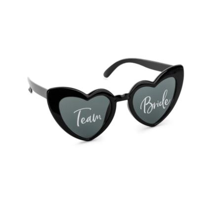 Okulary serduszka z napisem ''Team Bride'', czarny
