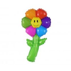 Balon foliowy 15" Kwiatek Tęczowy, 19x38 cm