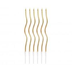 Świeczki B&C Świderki, metaliczne złote, 16 cm, 6