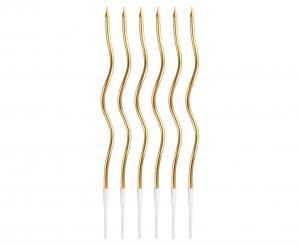 Świeczki B&C Świderki, metaliczne złote, 16 cm, 6