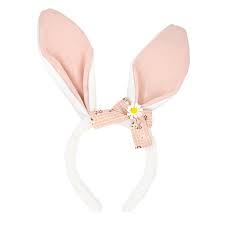 Opaska Wielkanoc Uszy Królika z kokardką biało-róż