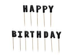 Świeczki urodzinowe Happy Birthday, 2.5 cm, czarny